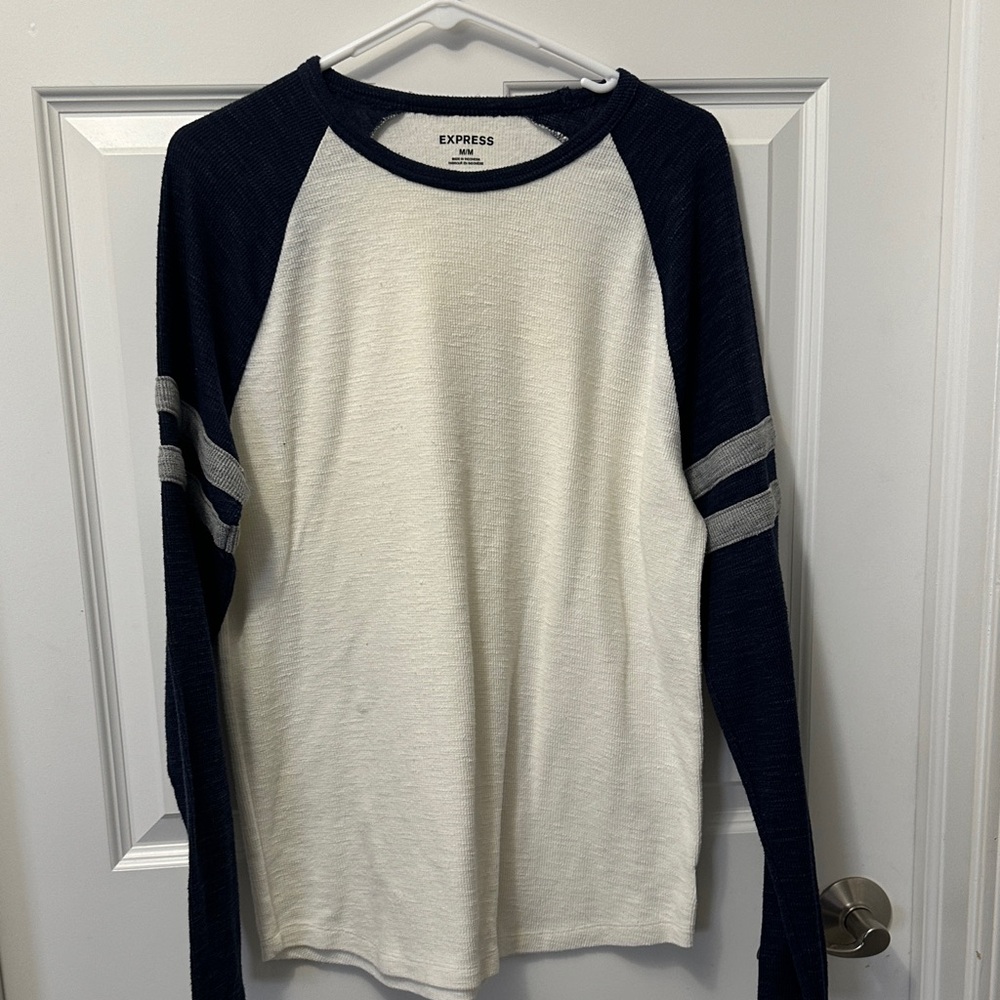 Express Navy and Cream Raglan Shirt